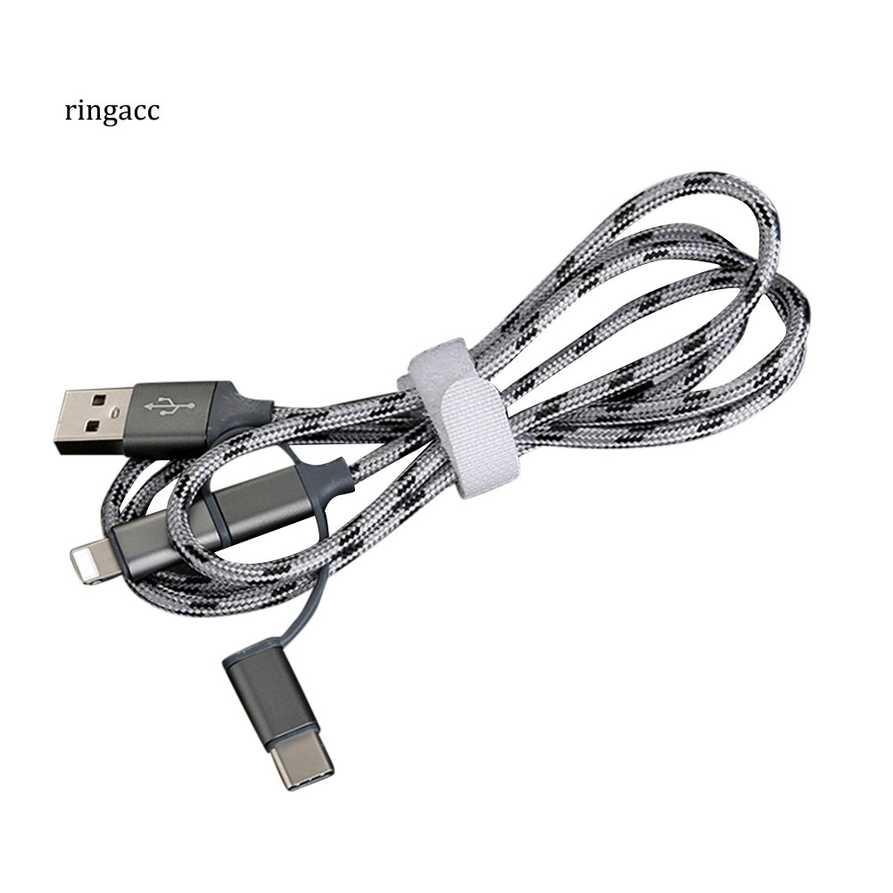 【RAC】Universal Fast Charging Data Sync 3 in 1 USB Cable for Type-C Android iPhone