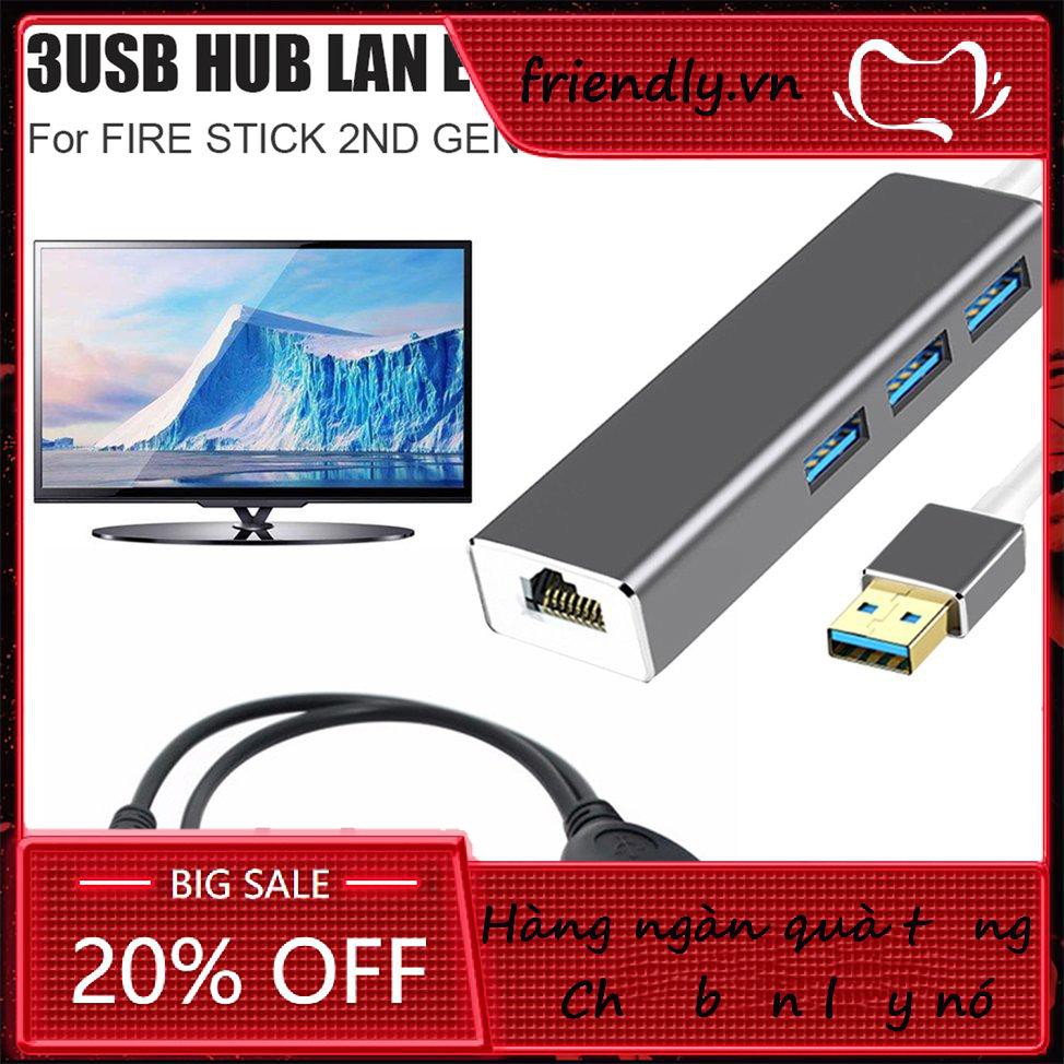 Bộ Chia 3 Cổng Usb Hub Lan Ethernet Cho Amazon Fire 3 Port