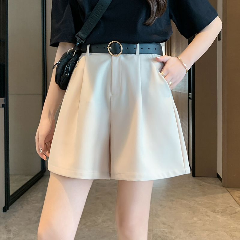 SUXI Quần short nữ lưng cao ống rộng thời trang dễ phối đồ