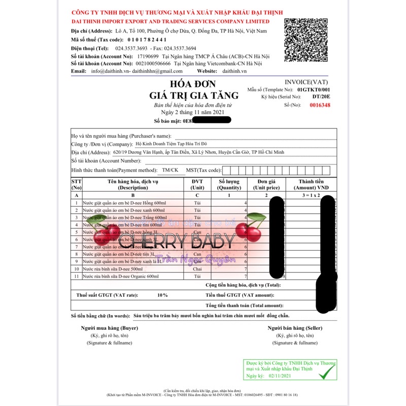 Nước giặt xả 2in1, rửa bình Dnee Thái Lan túi 600ml