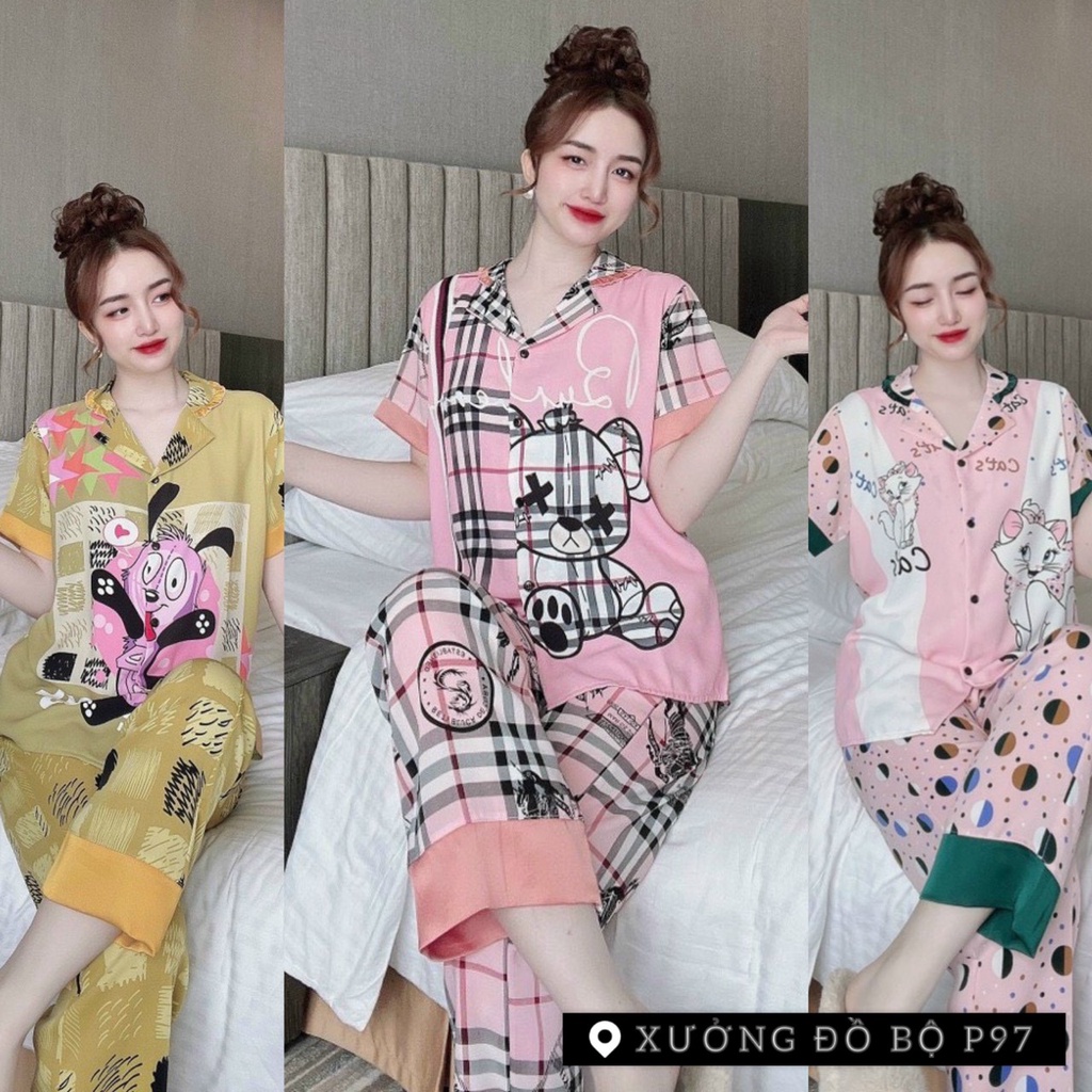 Đồ bộ pijama nữ tiểu thư cổ sen, cổ bèo, cổ truyền thống nhiều mẫu, pijama tay ngắn quần dài lụa mango, lụa latin, satin