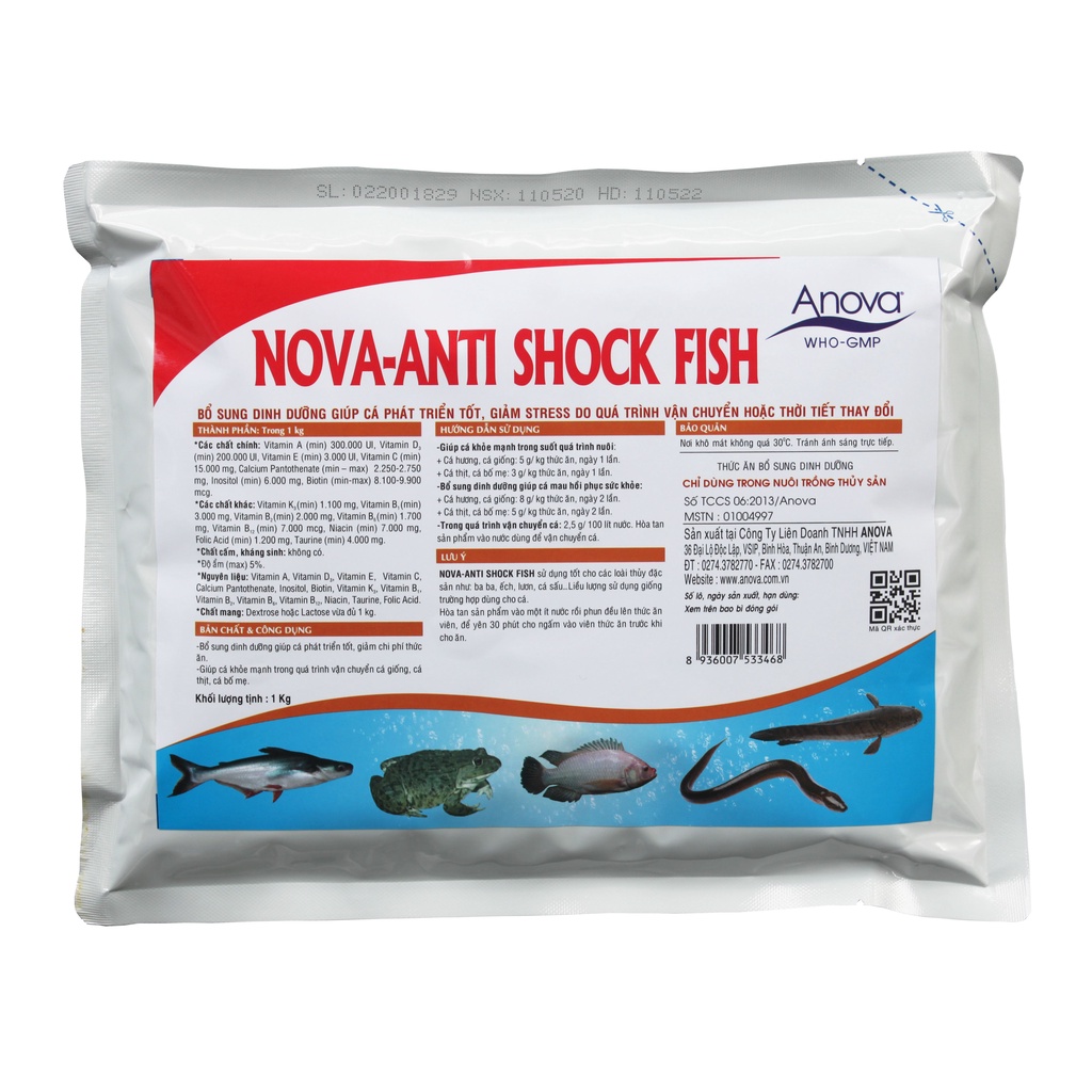 ANOVA Nova Anti-shock cá - Bổ sung dinh dưỡng giúp cá khỏe mạnh chống shock cho cá . Gói 1kg Lonton store