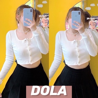 Áo croptop tay dài nút bấm 🦋 áo tay dài trơn basic chất thun gân ulzzang