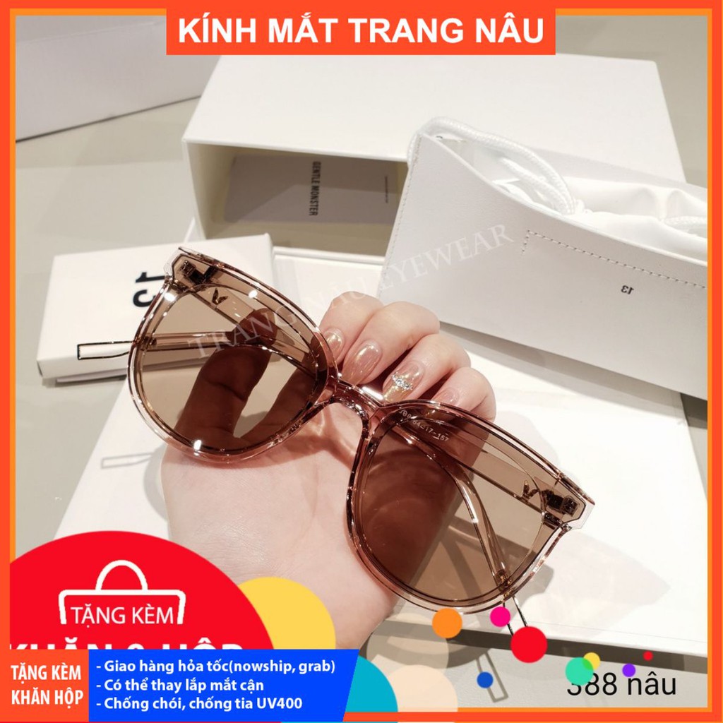 Kính mát nam nữ Trang nâu chống UV400, thiết kế mắt mèo dễ đeo, màu sắc thời trang 388 | BigBuy360 - bigbuy360.vn