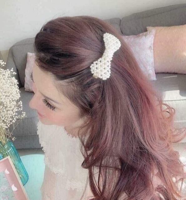 Kẹp Tóc Đính Hạt Hình Nơ Siêu Xinh