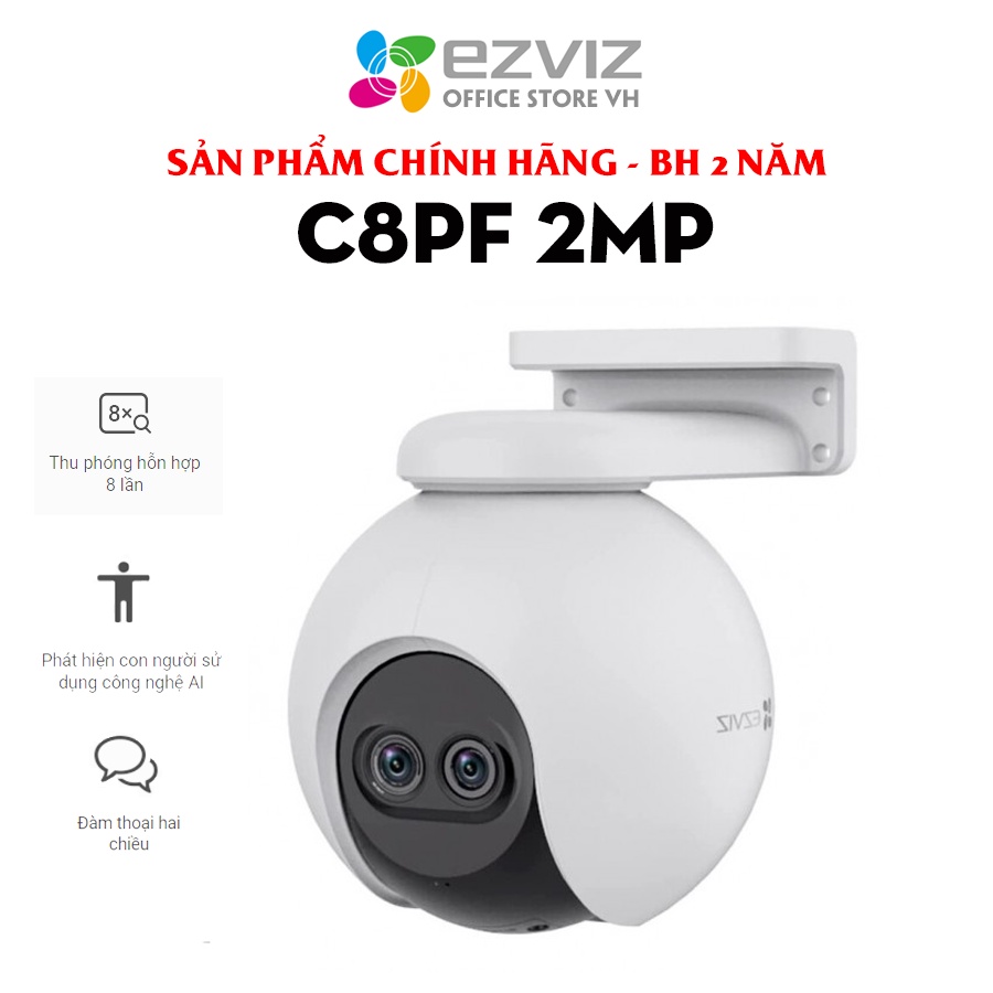 [MUA 2 TẶNG 1 QUÀ EZVIZ] Camera EZVIZ C8PF ngoài trời 2MP,Xoay 360 độ Zoom quang 8X , công nghệ thông minh AI