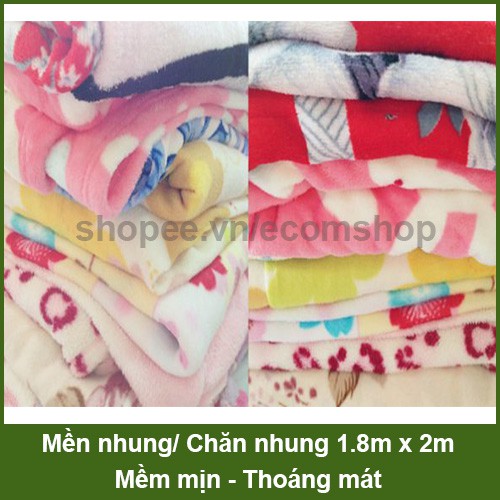 Mền nhung, chăn nhung mềm mại, êm ái thoáng mát 1.8m x 2m (giao màu ngẫu nhiên)