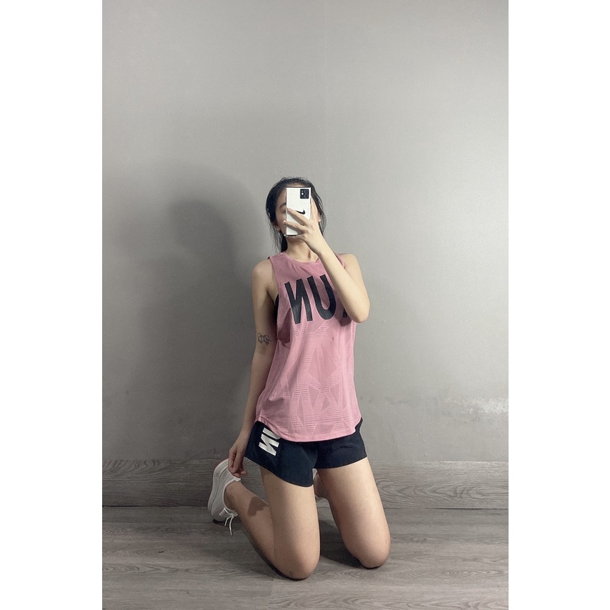 Áo Tanktop Tập Gym Nữ RUN 02 Thun Lưới Thoáng Mồ Hôi