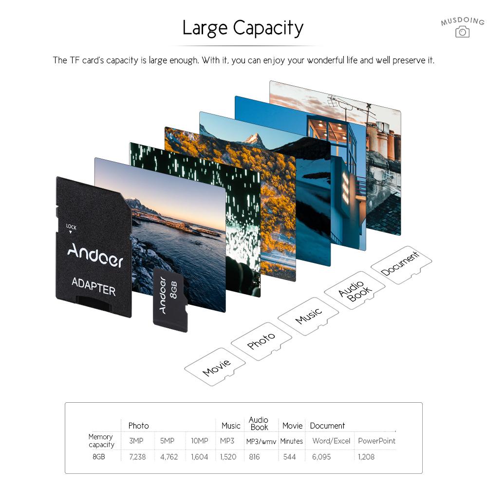 Thẻ Nhớ Tf Andoer 8gb Class 10 + Bộ Chuyển Đổi Thẻ Tf Cho Máy Ảnh / Điện Thoại / Máy Tính | BigBuy360 - bigbuy360.vn
