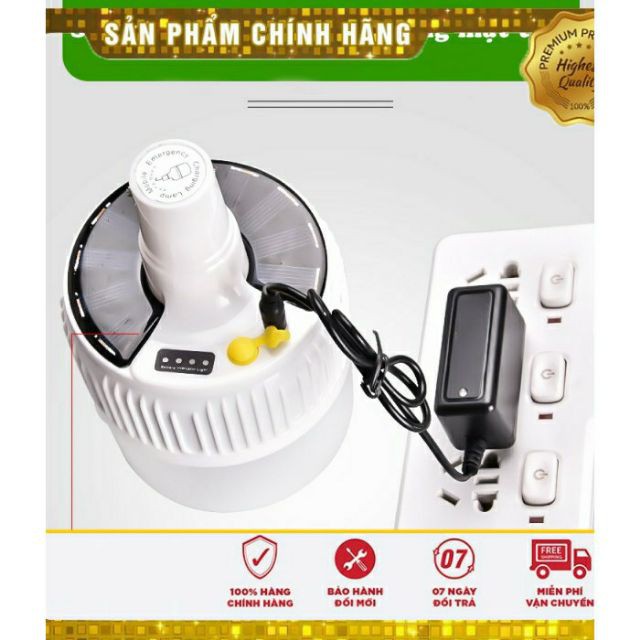 Bóng đèn tích điên 100W có remote điều khiển và tấm pin năng lượng mặt trời