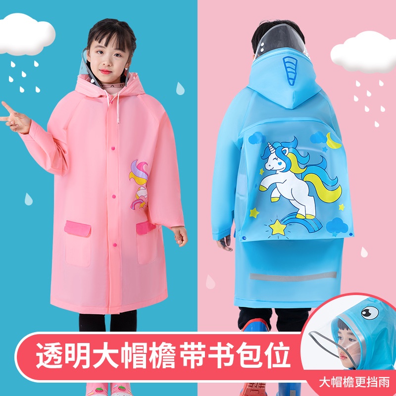 Áo mưa họa tiết hoạt hình có ngăn đựng cặp đi học cho bé