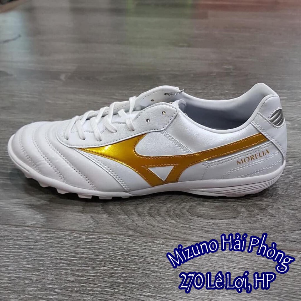 [Chính hãng] Giày bóng đá Mizuno Morelia Tf da thật Màu Trắng phối Vàng