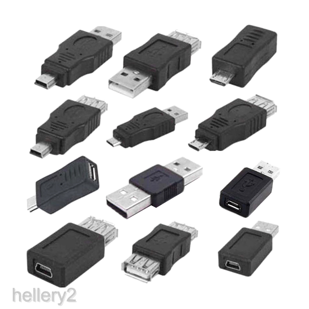 [HELLERY2] 12pcs Adapters Kit 12 in 1 OTG USB2.0 Male to Female Micro USB Mini USB