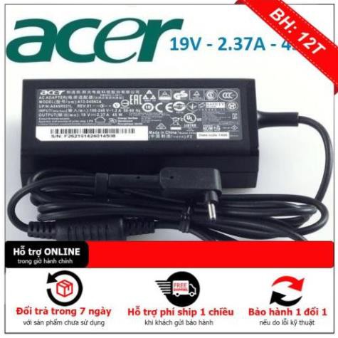 Sạc laptop Acer 19V - 2.37A - 45W chân nhỏ, sạc acer 45w, sạc acer 19v