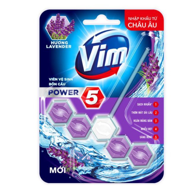 Viên Vệ sinh bồn cầu VIM POWER 5 sạch khuẩn thơm mát 55g viên