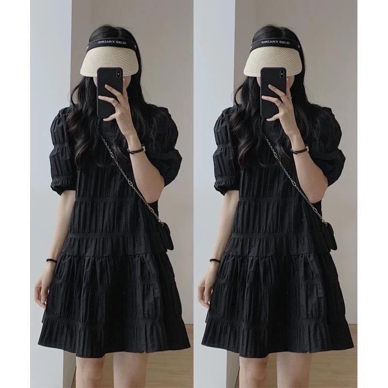 Đầm Váy Công Sở Trắng Đen Nữ Dáng Chữ A Xòe Bánh Bèo Dáng Tay Ngắn Midi Công Chúa Đi Dự Tiệc Biển Thời Trang Chali V053