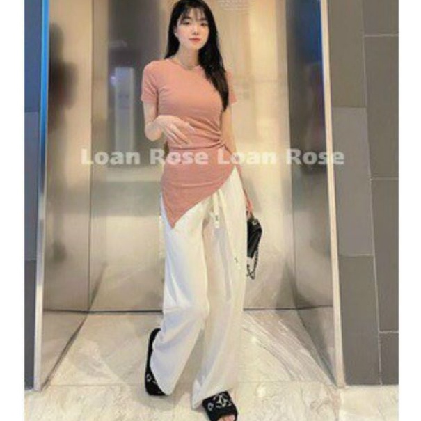 Áo thun tay ngắn  kiểu vạt nhọn rút dây hông hot trend (Tv-A15