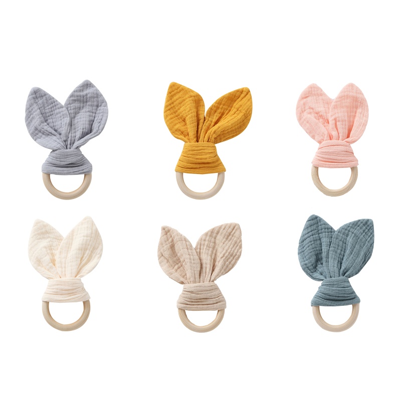 Đồ Chơi Ngậm Mọc Răng Hình Tai Thỏ Chất Liệu Cotton Mềm Mại Thoải Mái Cho Bé Sơ Sinh