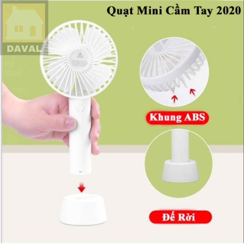 Quạt Mini cầm tay tích điện có đế 3 cấp độ gió | BigBuy360 - bigbuy360.vn