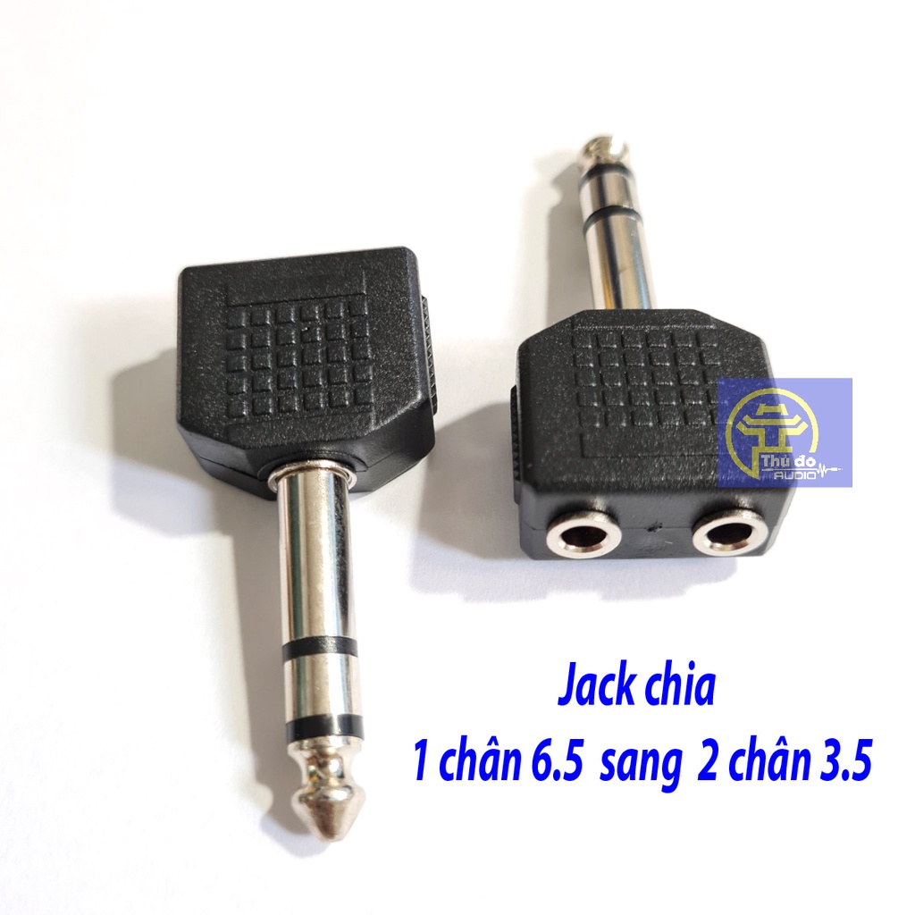 01 Đầu Jack Chuyển 6.5 Sang 2 đầu 3.5 ly. 6.5mm ra 2 đầu 3.5mm