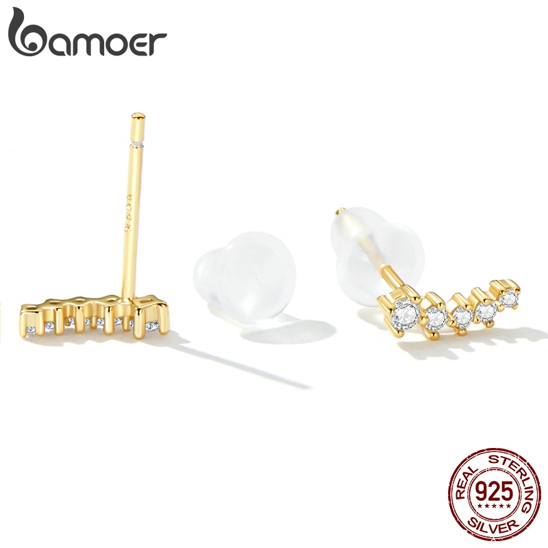 Bông tai BAMOER bạc 925 hình hoa lá thời trang cho nữ