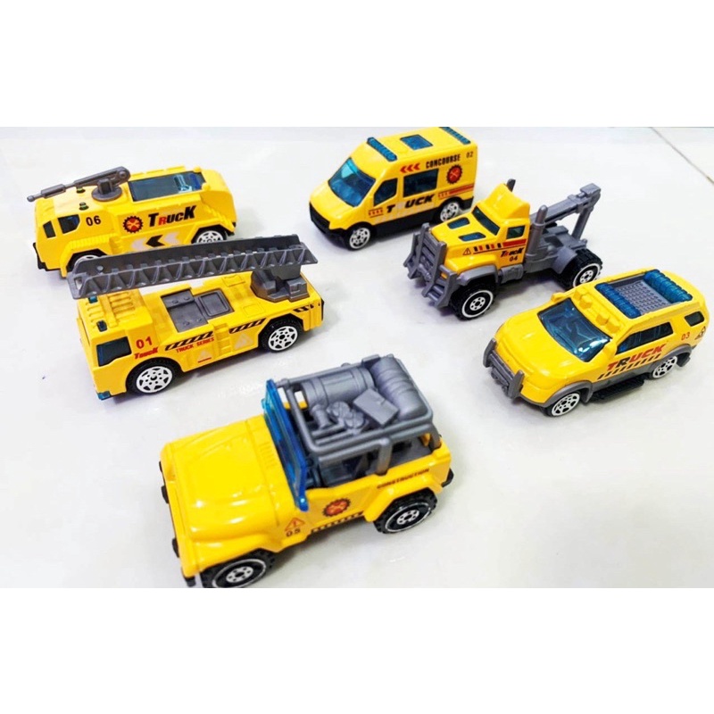 Bộ 6 xe cứu hoả 1/64 đúc bằng hợp kim hiệu Hot Wheels