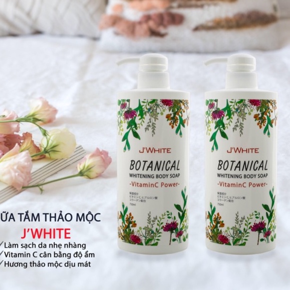 Sữa Tắm Thảo Mộc Botanical Trắng Da J’White Nhật Bản 750ml hàng chính hãng ( diệt tận gốc vi khuẩn gây mùi cơ thể.)