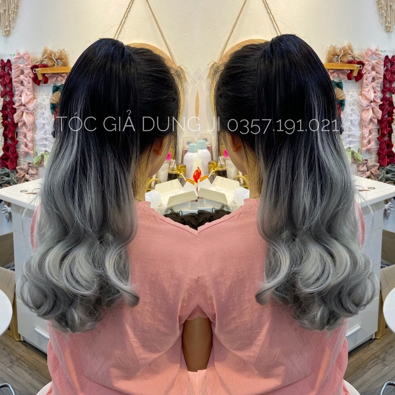 N53 ngoặm tóc giả ombre xám khói