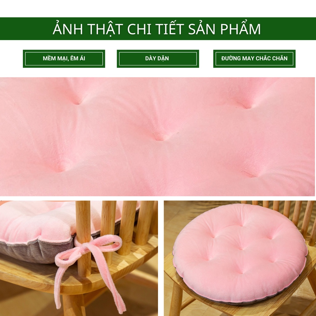 Đệm Ngồi Bệt Phối Màu HOMIES Hình Tròn Vải Nhung Mềm Mịn Decor Trang Trí - Kích Thước 40cm x 40cm