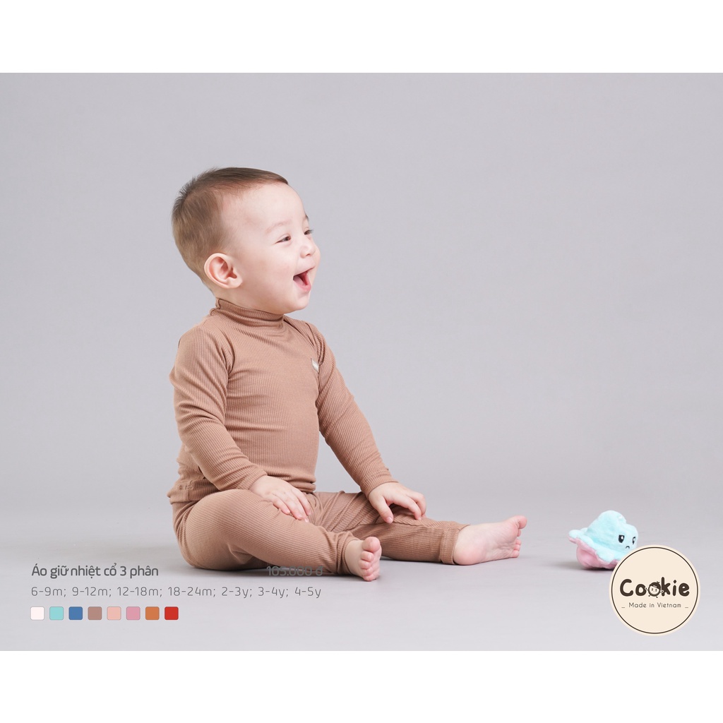 Áo giữ nhiệt cổ 3 phân họa tiết trẻ em đang yêu Cookie