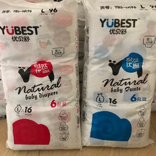 Bỉm tã dán/tã quần yubest natura S(132) M(108) L(96) Xl(84) XXL(72)