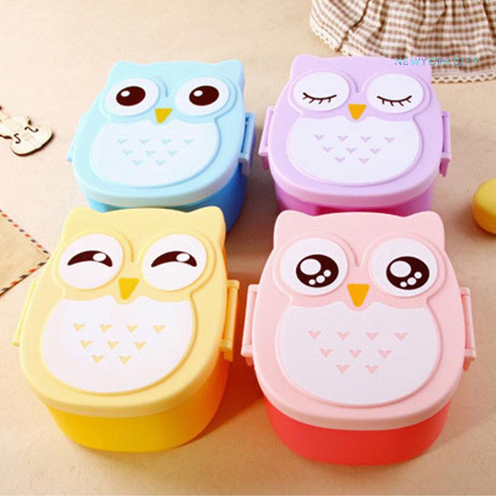 Hộp Đựng Thức Ăn 2 Ngăn Hình Cú Hoạt Hình