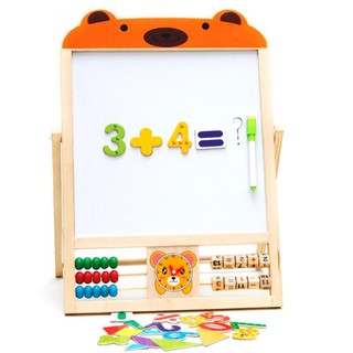 VODOOL 2 IN 1 Kids Wooden White Black Board 31*44.5 cm Easel Stand Learning