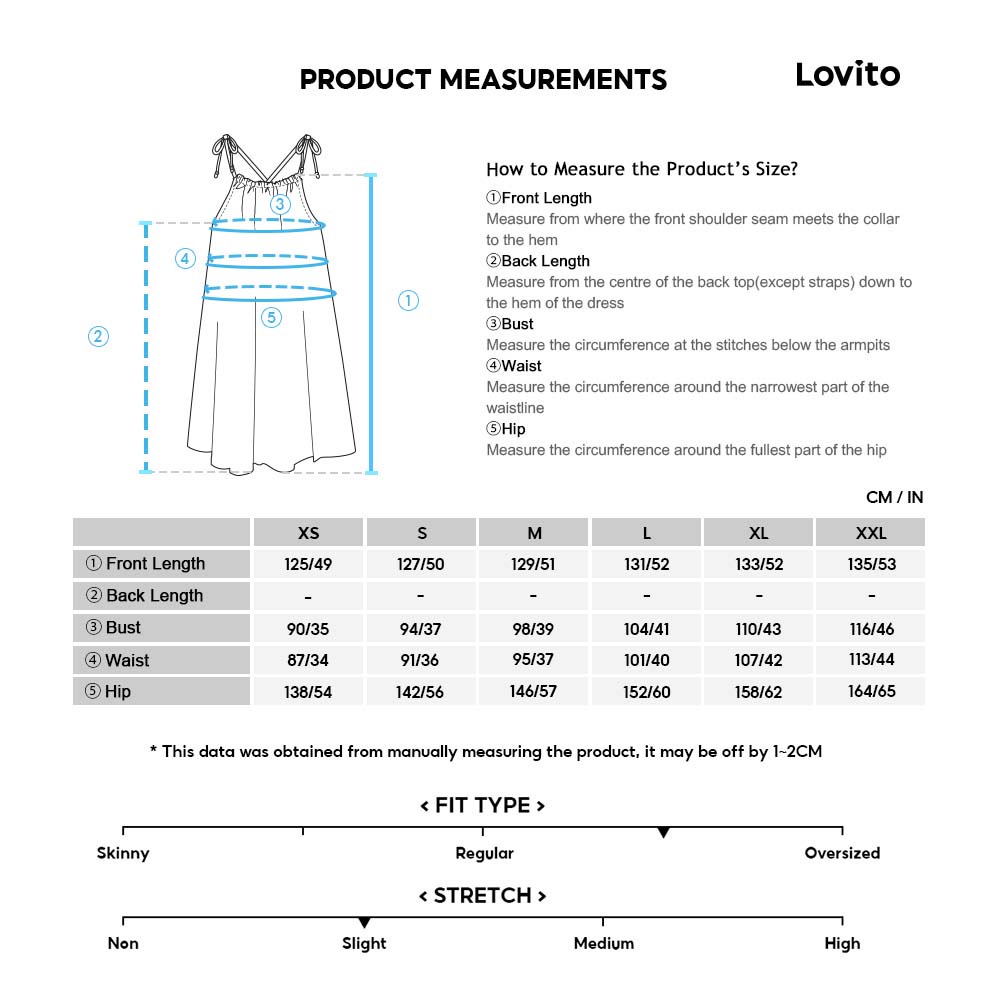 Lovito Đầm có nút xếp nếp trơn vừa phải L24ED132 (Đen)