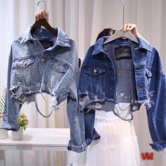 Áo khoác bò rách sau lưng (kèm ảnh thật,video)