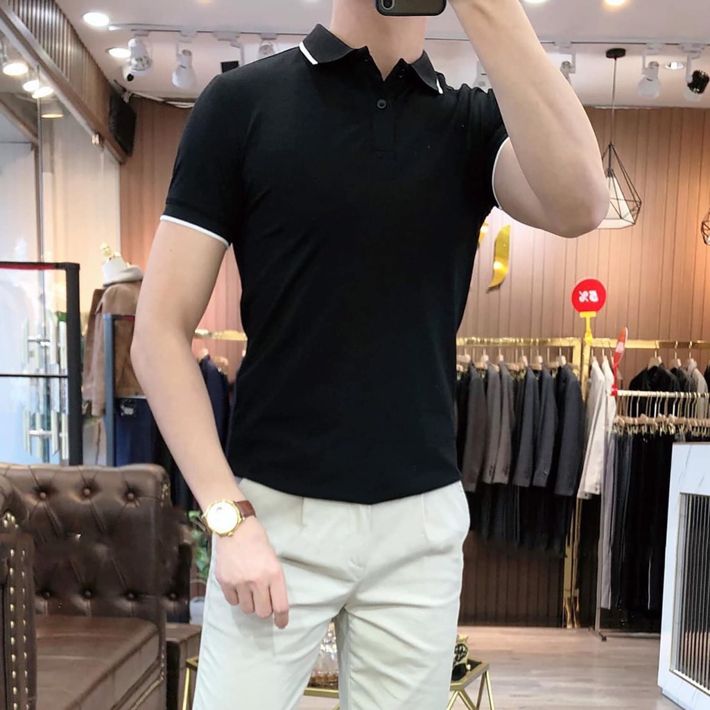 Áo thun áo phông body ngắn tay cổ bẻ tạo viền