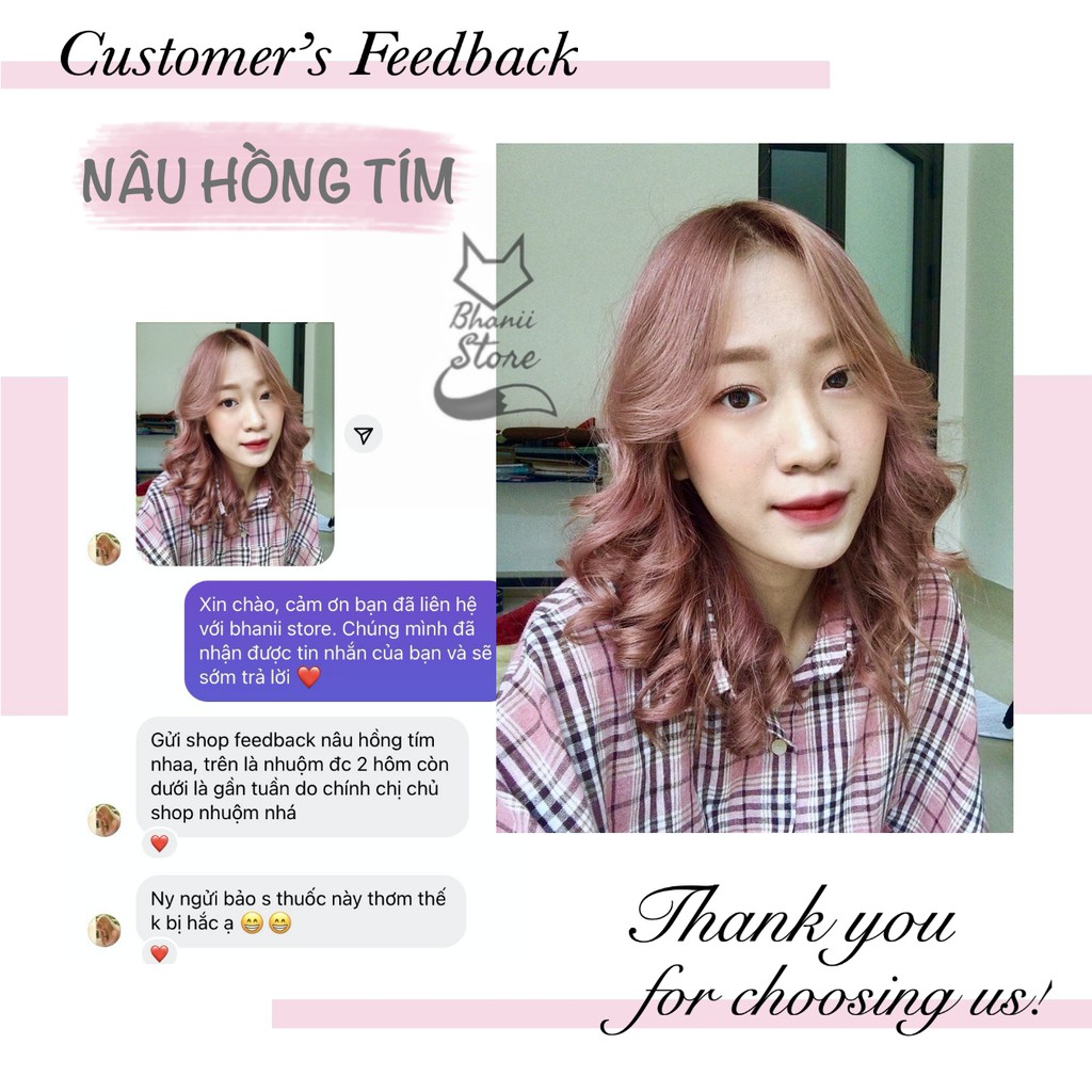 Thuốc nhuộm tóc Nâu Hồng Tím bhanii store