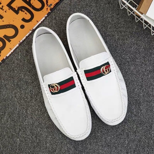 (2 màu) giày lười nam trơn logo lệch đế cao su (freeship) | BigBuy360 - bigbuy360.vn