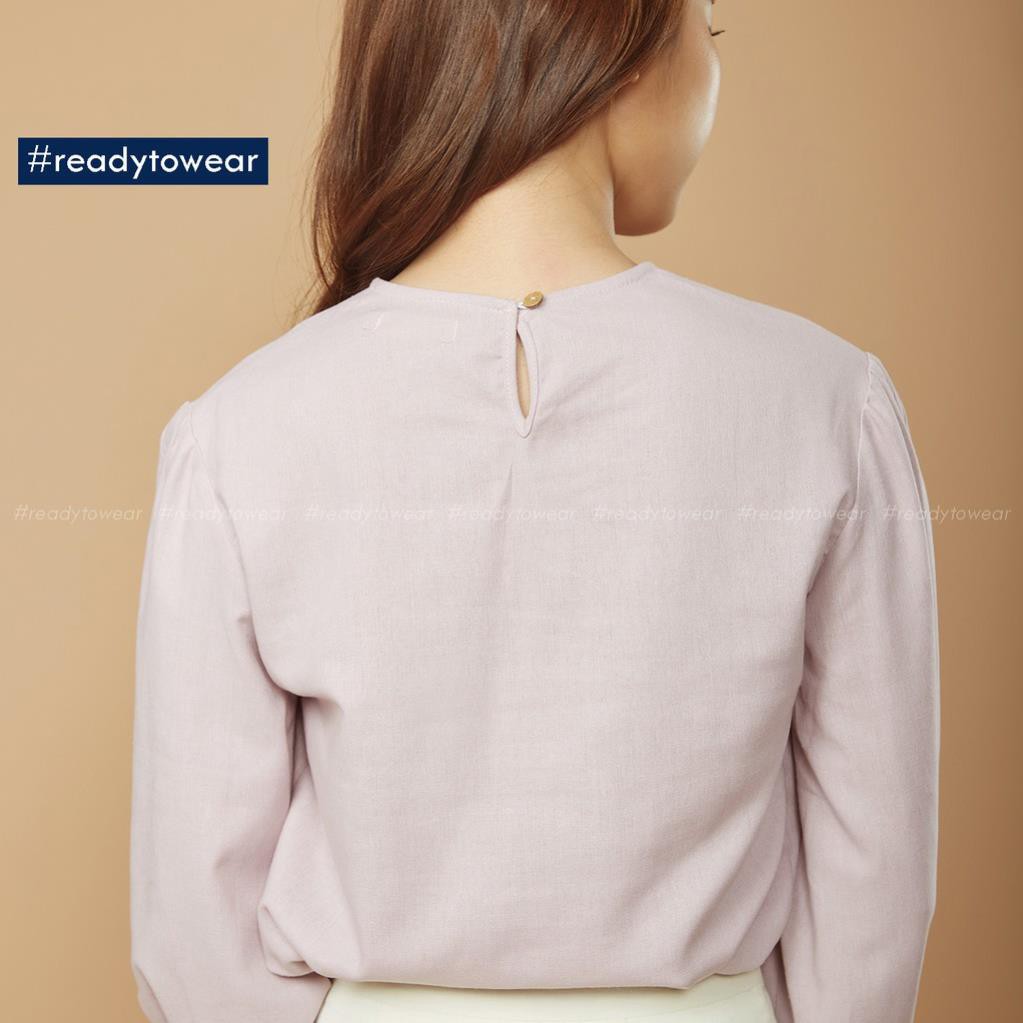 Áo kiểu tay phồng cổ tròn tay dài bồng dáng suông phong cách kiểu ulzzang vải đũi - linen shirt A01  ྇