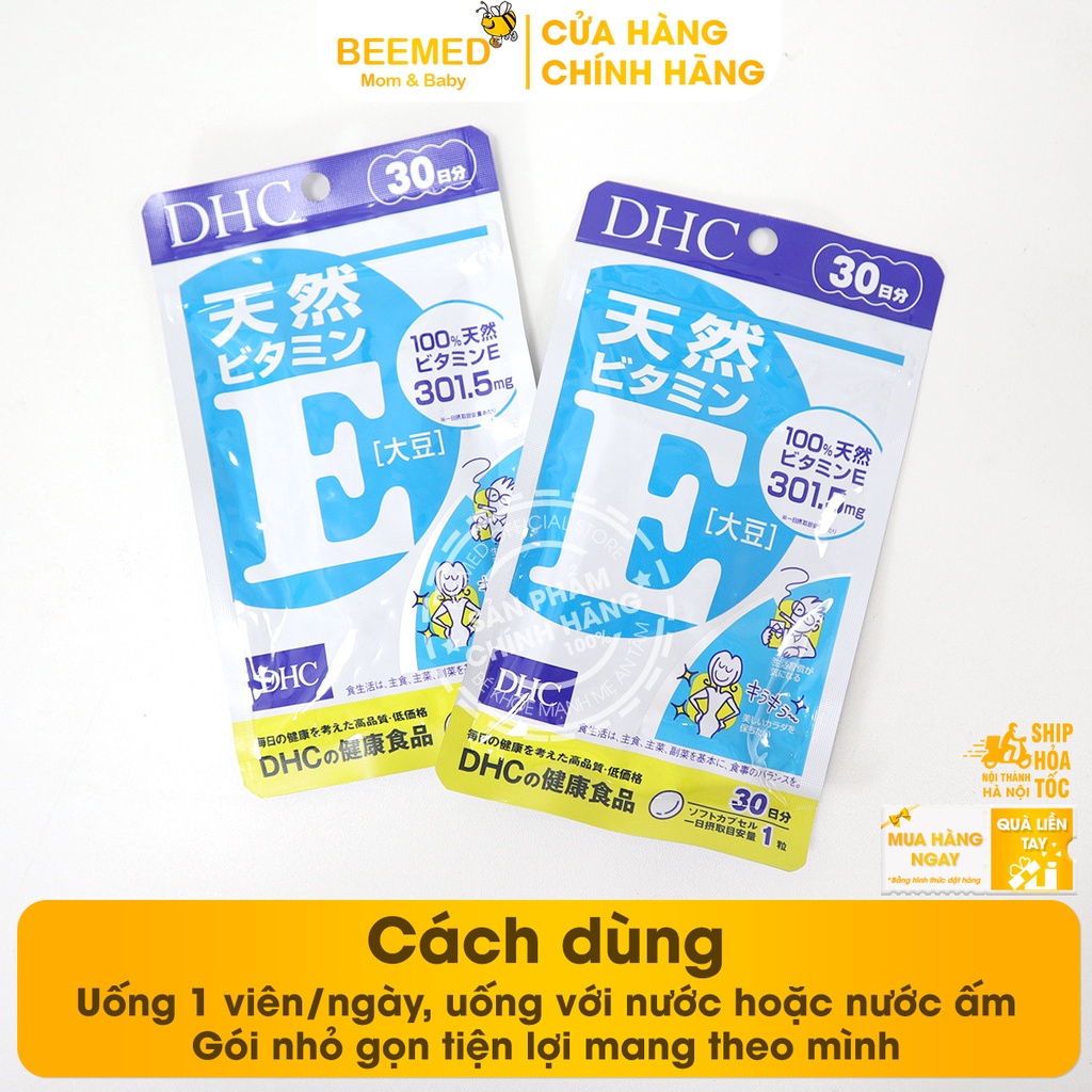 Viên uống trắng da Vitamin E DHC sáng hồng tự nhiên dưỡng ẩm chống lão hóa bổ sung vitamin E - Chính Hãng DHC Nhật Bản