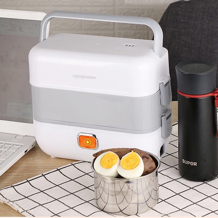 Cặp lồng Hộp cơm điện nấu chín và giữ nhiệt đồ ăn, thiết kế 4 ngăn inox kiểu dáng hình chữ nhật cho nhân viên văn phòng | BigBuy360 - bigbuy360.vn