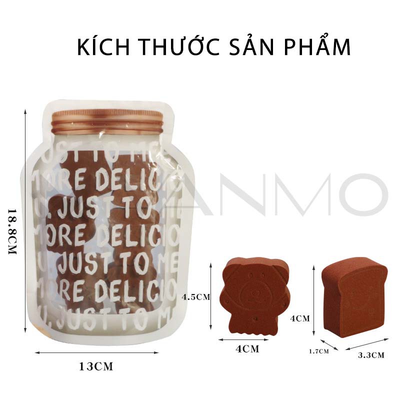 Set 6 Bông Phấn Trang Điểm Hình Gấu Và Bánh Mì Siêu Dễ Thương Độ Mềm Mịn Cao Che Lấp Khuyết Điểm Hiệu Quả