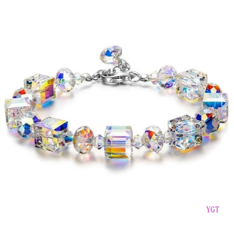 Ygt Vòng Tay Chuỗi Hạt Pha Lê Trắng Sáng Bóng Thanh Lịch Cho Nữ