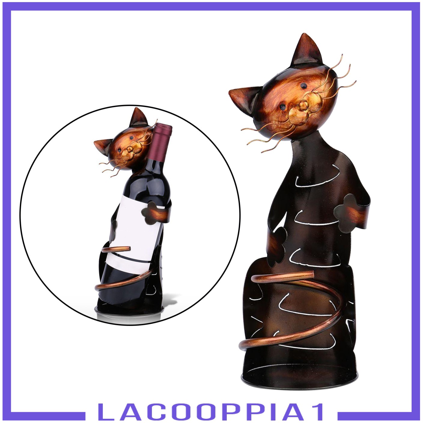 Giá Kim Loại Đựng Chai Rượu Vang Hình Mèo Lapoppia1