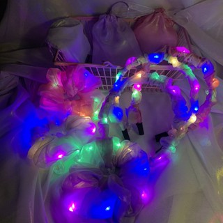 Combo scunchie & băng đô đèn hologram lấp lánh by Natthy Style