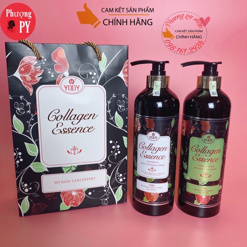 Cặp Dầu Gội Xả Yody Collagen Essence 800mlx2 Siêu Phục Hồi Tóc Khô Xơ, Chẻ Ngọn, Giảm Gãy Rụng