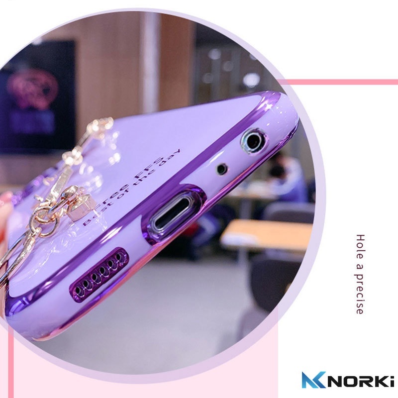 Ốp Điện Thoại Mềm Mạ Hình Trái Tim Có Dây Đeo Tay Cho Samsung Galaxy S22 S21 S9 Plus S21 S22 Ultra S21FE S20