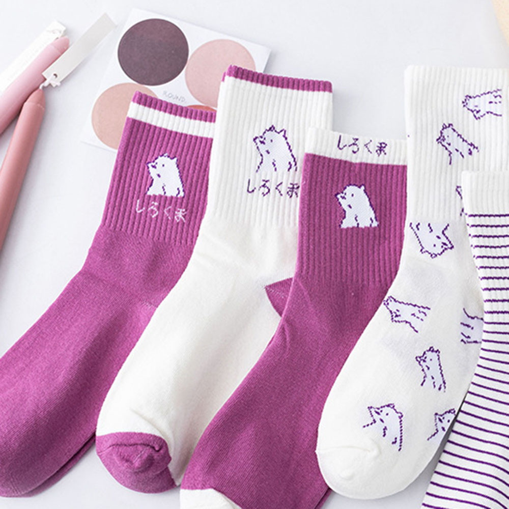 Tất Ống Dài In Hình Chú Gấu Đáng Yêu Dành Cho Nữ