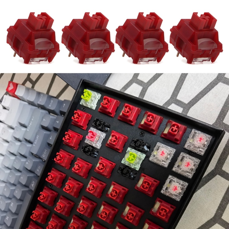 Set 4 / 10 Công Tắc TTC Màu Đỏ Chống Bụi 3 Chấu 100M Clicks 45g 53g Tiện Dụng DIY