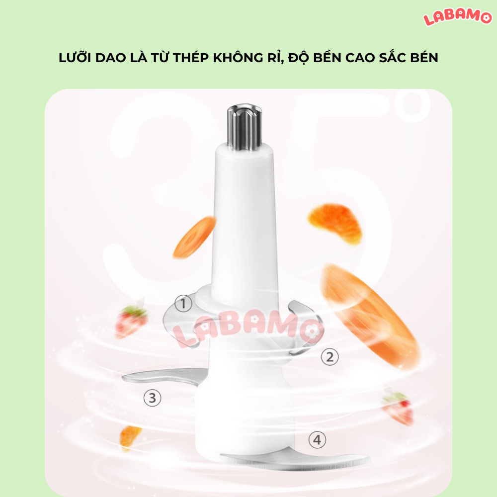 Máy xay ăn dặm cho bé 6 lưỡi hattiecs dung tích 300ml chính hãng Labamo